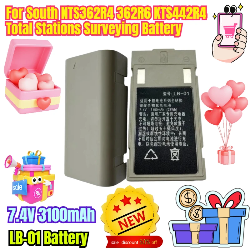 

LB-01 Battery for South NTS362R4 362R6 KTS442R4 Total Stations Surveying Battery 7.4V 3100mAh