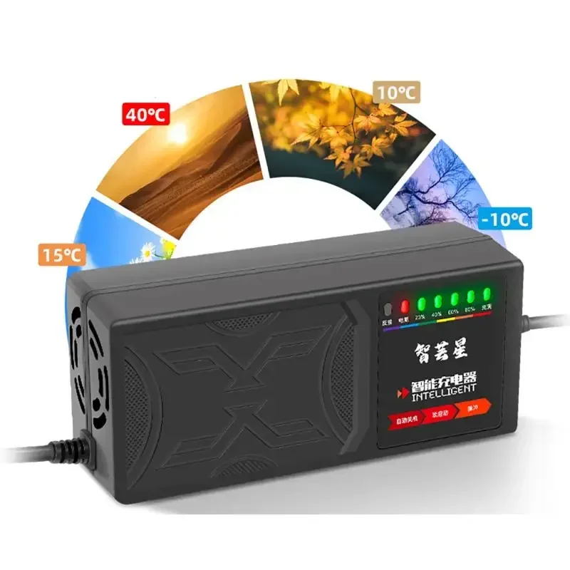 48V/60V 20AH 7 Light Electric Vehicle Charger Battery Charger Adapter Temperature Protect Full Shutdown Electric Bicycle Battery