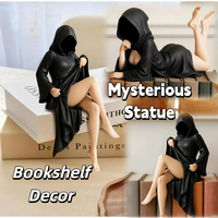 Mysterious Statue New Gothic Bookshelf Decoration Black Robe Queen Figure Elegant Sitting Posture 3D Printed Garden Bookshelf