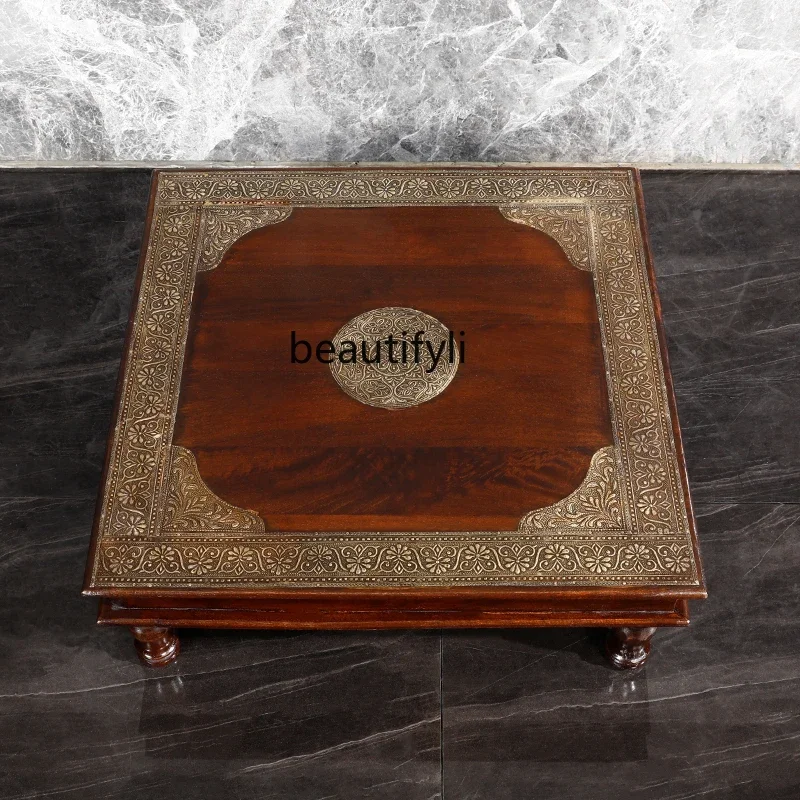 07India Paulownia Small Tea Table Tatami Tea Table Zen Retro Solid Wood Low Table