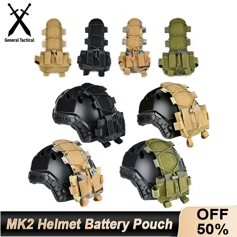 MK2 Helmet Battery Pouch Tactical Hunting mk2 Helmets Batteries Bag Wadsn Nylon Fiber Bags With Elastic Cord Fit Outdoor Games