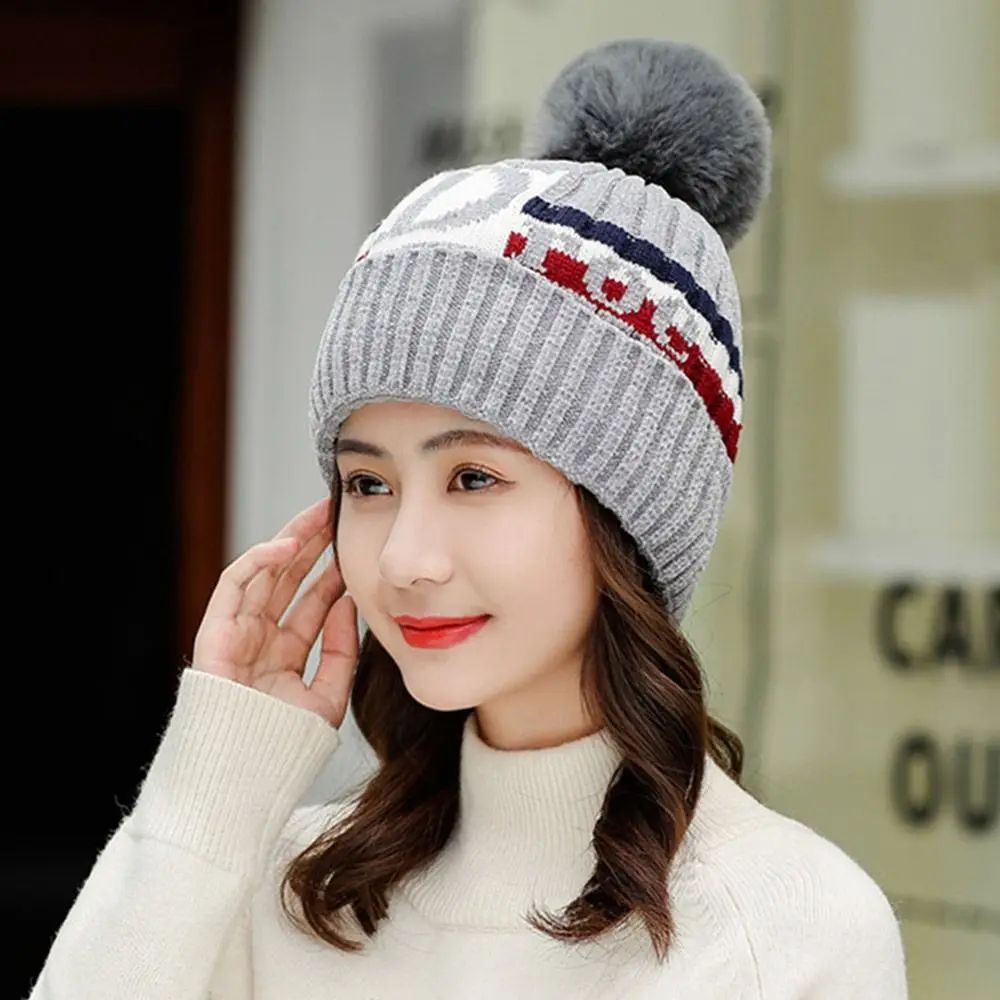 Casual Thick Warm Women's Beanies Scarf Set Windproof Keep Warm Knitted Hat With Scarf Skullies Beanies Winter