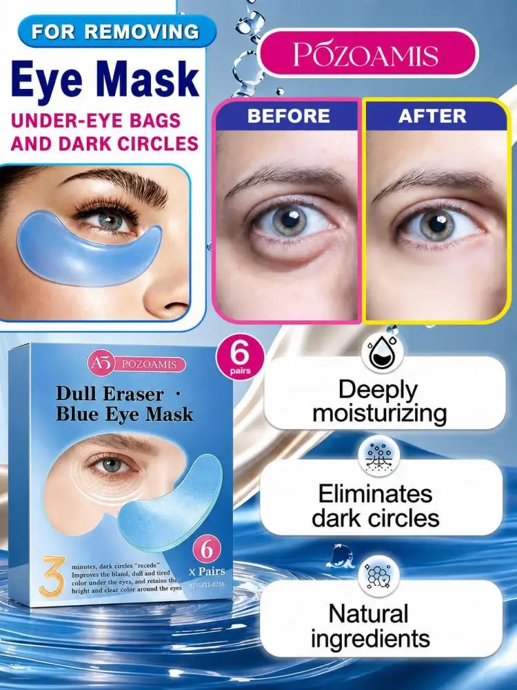 Blue Under Eye Hydrogel Masks, Moisturizing Eye Patches to Refresh Tired Looking Eye Area, Gentle Daily Eye Skin Care Supplies