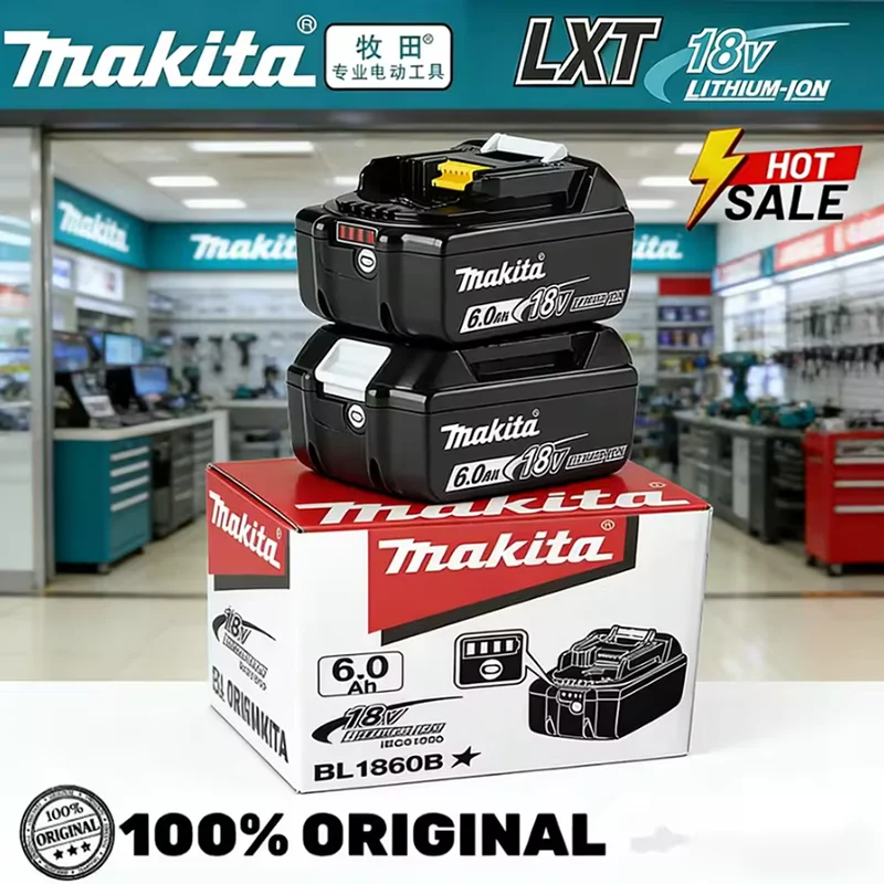 100% Makita 6.0 Ah Battery 18V LXT Lithium Ion BL1860 with LED Indicator Battery 18V Electric Tool Battery Original