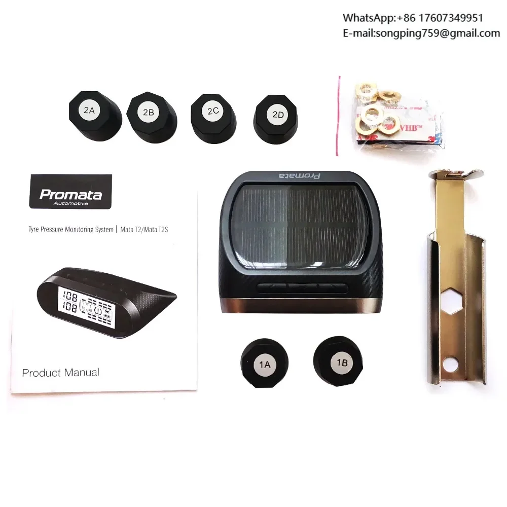 Digital Truck TPMS 203 PSI 14 BAR Max Supports 14 Wheels Pressure Monitoring System with Solar Powered Wireless Display