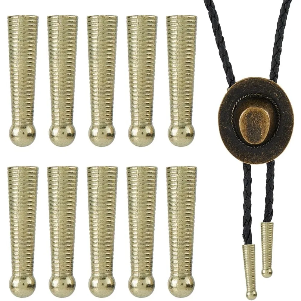 

10Pcs Bolo Tie Tips Bolo Tie Findings Replacement End Caps Alloy Cord End for Bolo Tie Buckle Accessories Long Cord Ends Caps