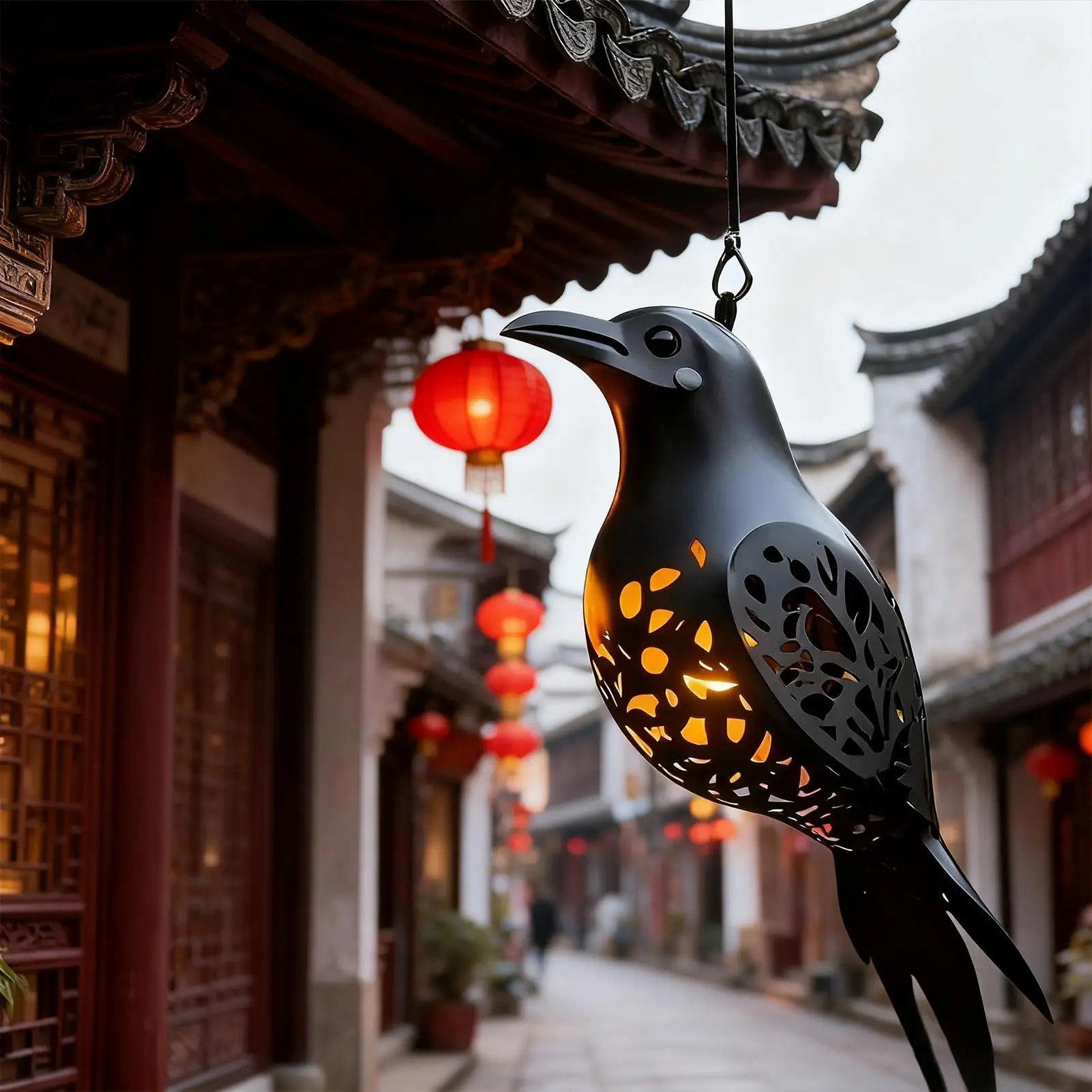 Halloween Gothic Raven Chandelier Hangable Pendant Lamp Holiday Decorations For Patio Porch Backyard Garden Apartment Outdoor