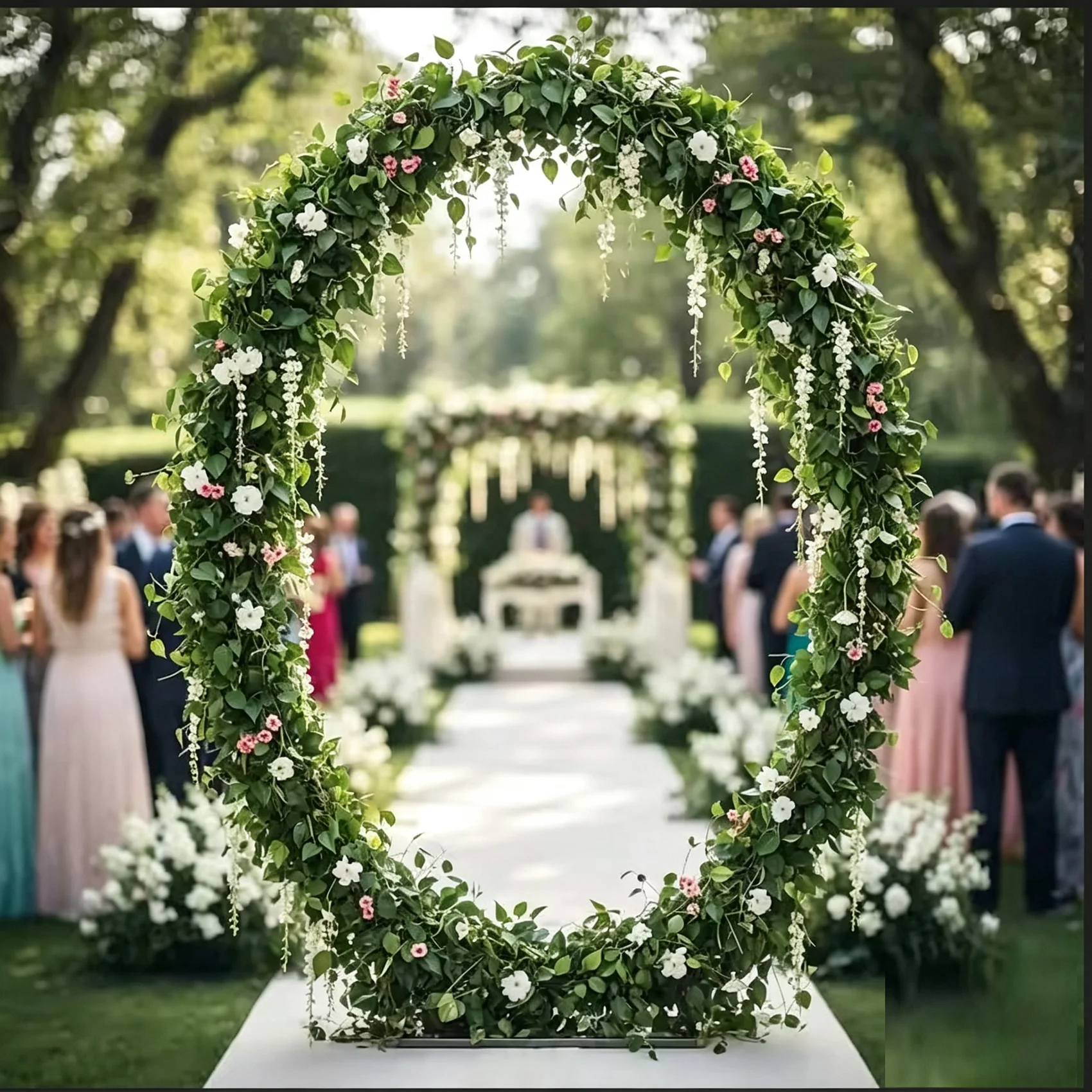Metall-Oval-Hochzeitsbogen-Hintergrundständer für drinnen und draußen, Gartenbogen, Blumenständer, Party-Bühnen-Hintergrunddekoration – Detail 1