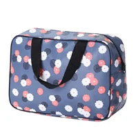 Nueva bolsa de aseo de viaje para chica, estuche para mujer con cremallera, bolsa de maquillaje, organizador, bolso grande con estampado de flores a la moda para mujer, bolsa de cosméticos grande