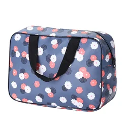 Nuova ragazza fuori da viaggio borsa da toilette custodia Femal cerniera trucco borsa organizzatore moda fiore stampa donna Tote grande borsa cosmetica