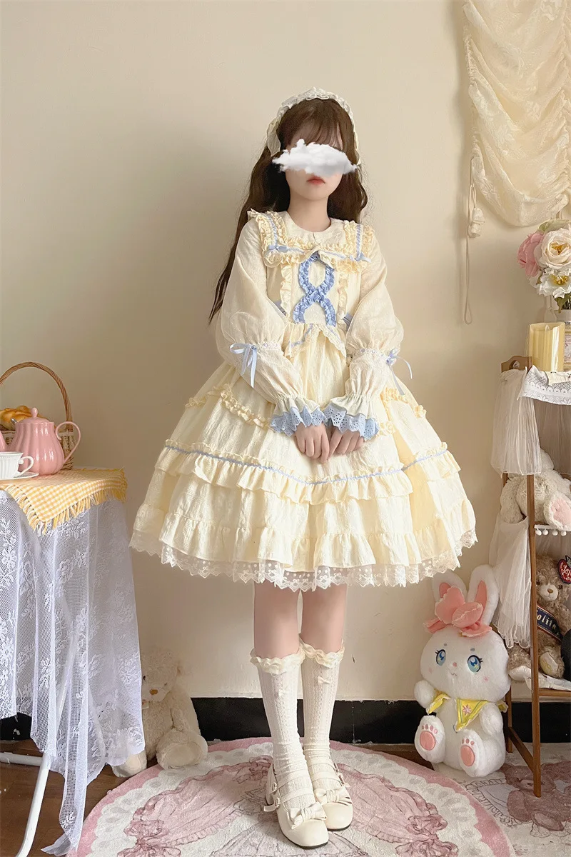 Robe OP douce pour fille, robe longue vintage Sweet Lolita, conçue au quotidien, 2024