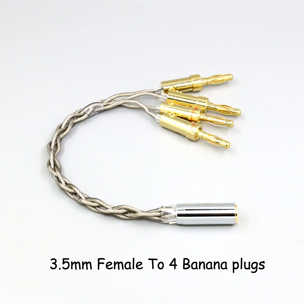 99 % reines Silber + Graphen versilbertes Schild-Kopfhörerkabel für XLR 6,35 mm 4,4 mm 3,5 mm männlich weiblich auf 4 Bananenstecker-Adapter – Detail 7