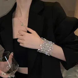 Shiny Full Rhinestone Crystal Stretch Bracelet Bling Women Hand Bracelets For Party Wedding Wristband Jewelry And Accessories K0