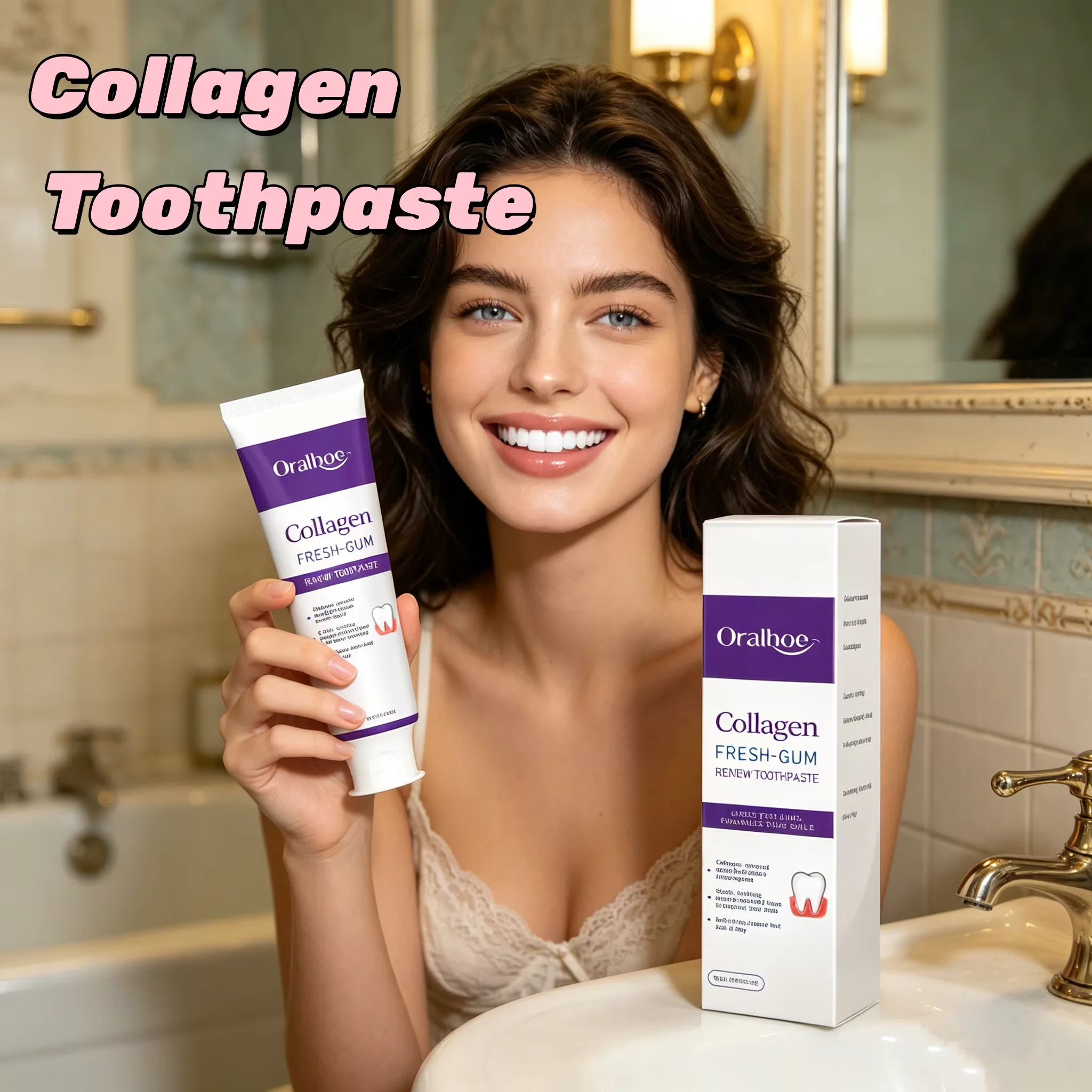 ORALHOE Collagen Toothpaste Improve Tooth Yellow Remove Dental Plaque Fresh Breath Eliminate Bad Breath Tooth Whiten Toothpaste