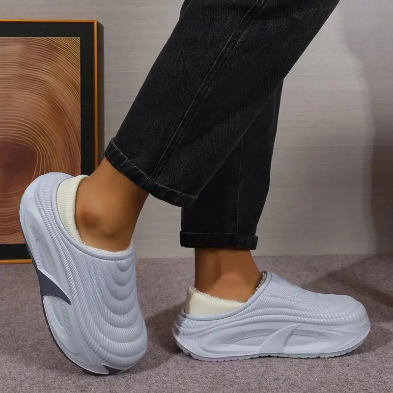 Herren Wasserdichte EVA Warme Plüsch-Hausschuhe Winter 2026 Weiche Dicke Sohle Flauschige Hausschuhe Übergrößen Komfort-Plattform-Clogs Schuhe – Detail 6