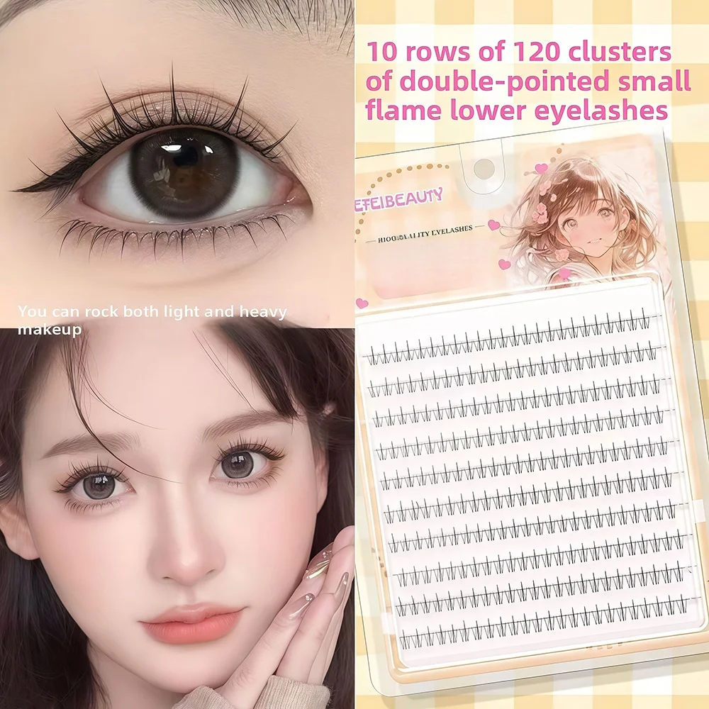 ขนตาปลอมแบบช่อเดี่ยว Dream Deer 10 แถว 240 ช่อ ขนตาล่างแบบเปลวไฟเล็ก 240 ช่อ ความจุมาก บรรจุภัณฑ์ใส