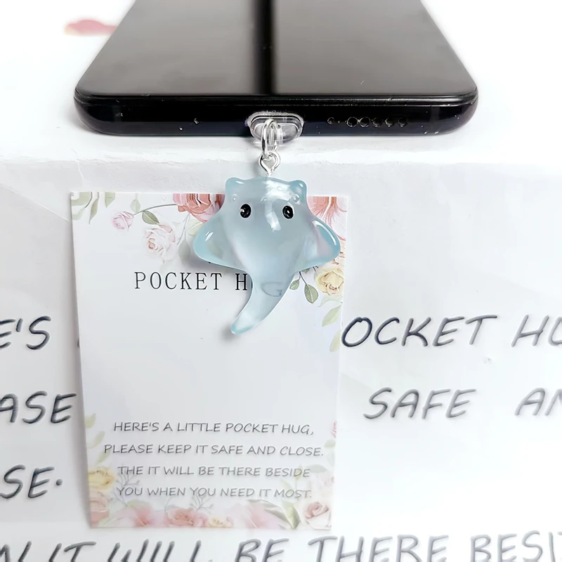Cute Luminous Devil Fish Phone Dust Plug Accessories Decoration Hanging Pendant For iPhone For Samsung Type-C Charging Port view 5