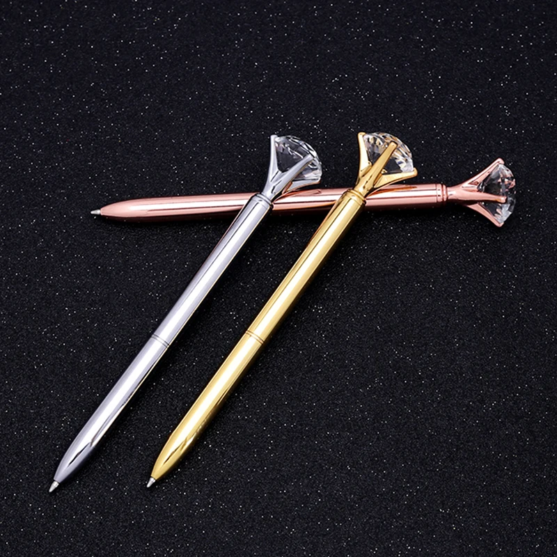 

15 Pcs Ball Point Pen New Arrival Big Gem Metal Crystal Pen Ballpoint Pens School Stationery for Writing Wholesale