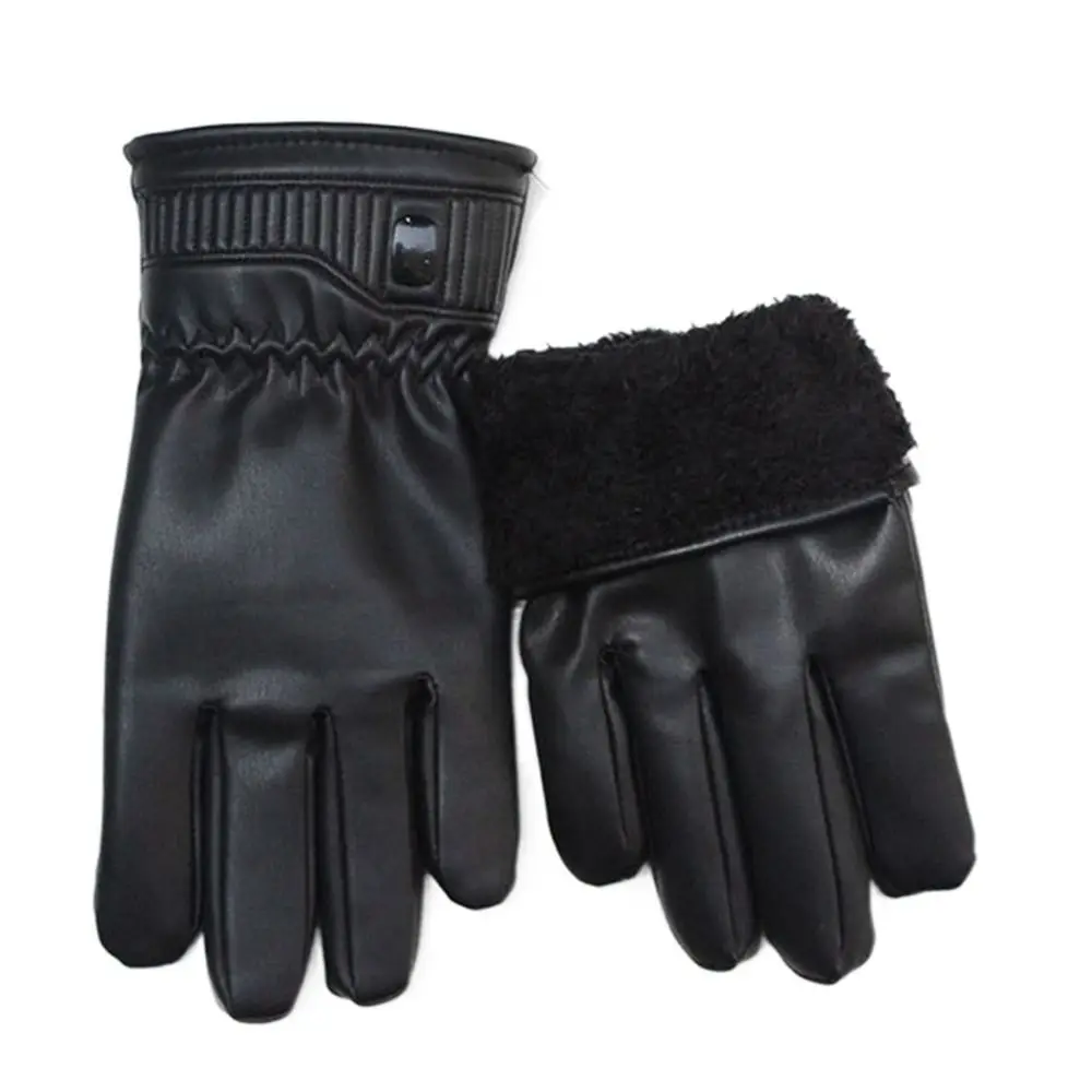 

Waterproof Black Winter Gloves PU Leather Warm Touch Screen Gloves Full Fingers Palm Men Mittens Autumn Winter