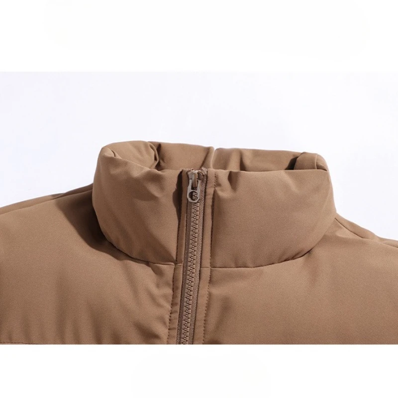 شتاء دافئ بلون سستة سترات للرجال في الهواء الطلق يندبروف ملابس الشارع الشهير الوقوف طوق سميكة الرجال سترات قطنية جديد #4