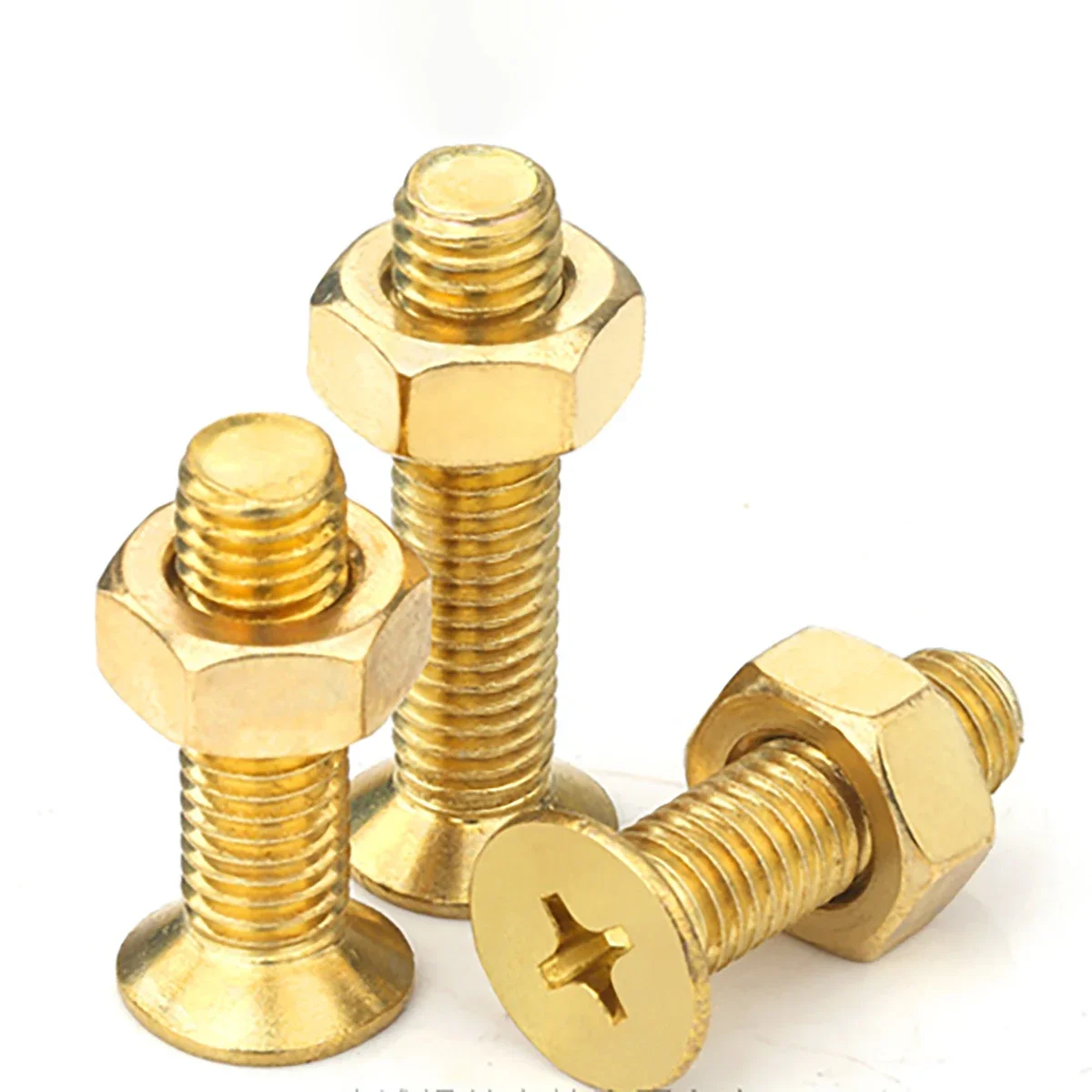 Copper Countersunk Head Cross Bolt Nut Set, Flat Head Hex Nut Screw M4-M12