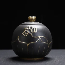 Black Pottery Animal Curn Urn for Pets, Human Ashes, Cremation, Katten, Large Dogs,Puppy Funeral Box,Urn Dog