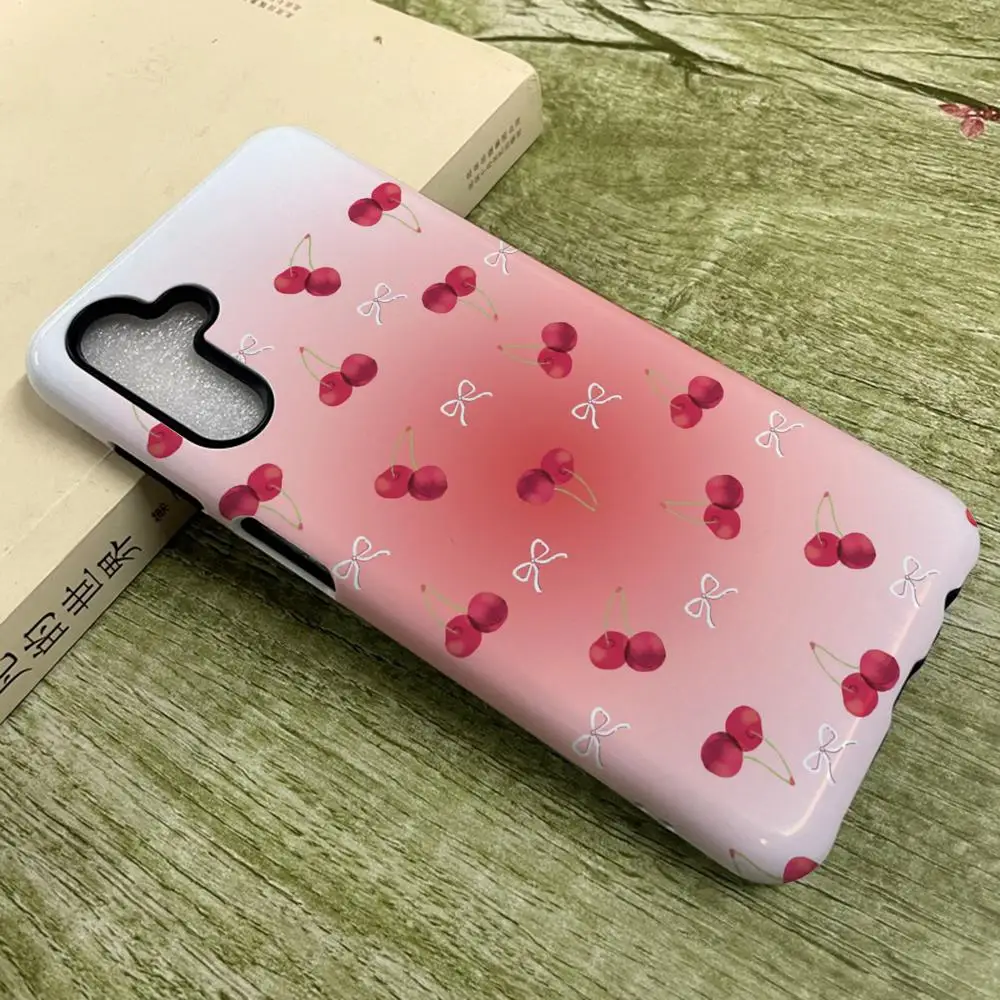 

Cute Cartoon Cherry Phone Case For SamsungS25 Film Shell GalaxyS24Ultra 23plus S22 21 A56 36 26 16 Luxury Double Layer Cover