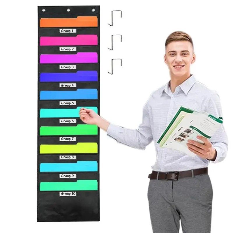 Hanging Folder Holder Cascading 10-Pocket Letter File Wall Organizer Home School Office Supplies Wall Organizers And Storage