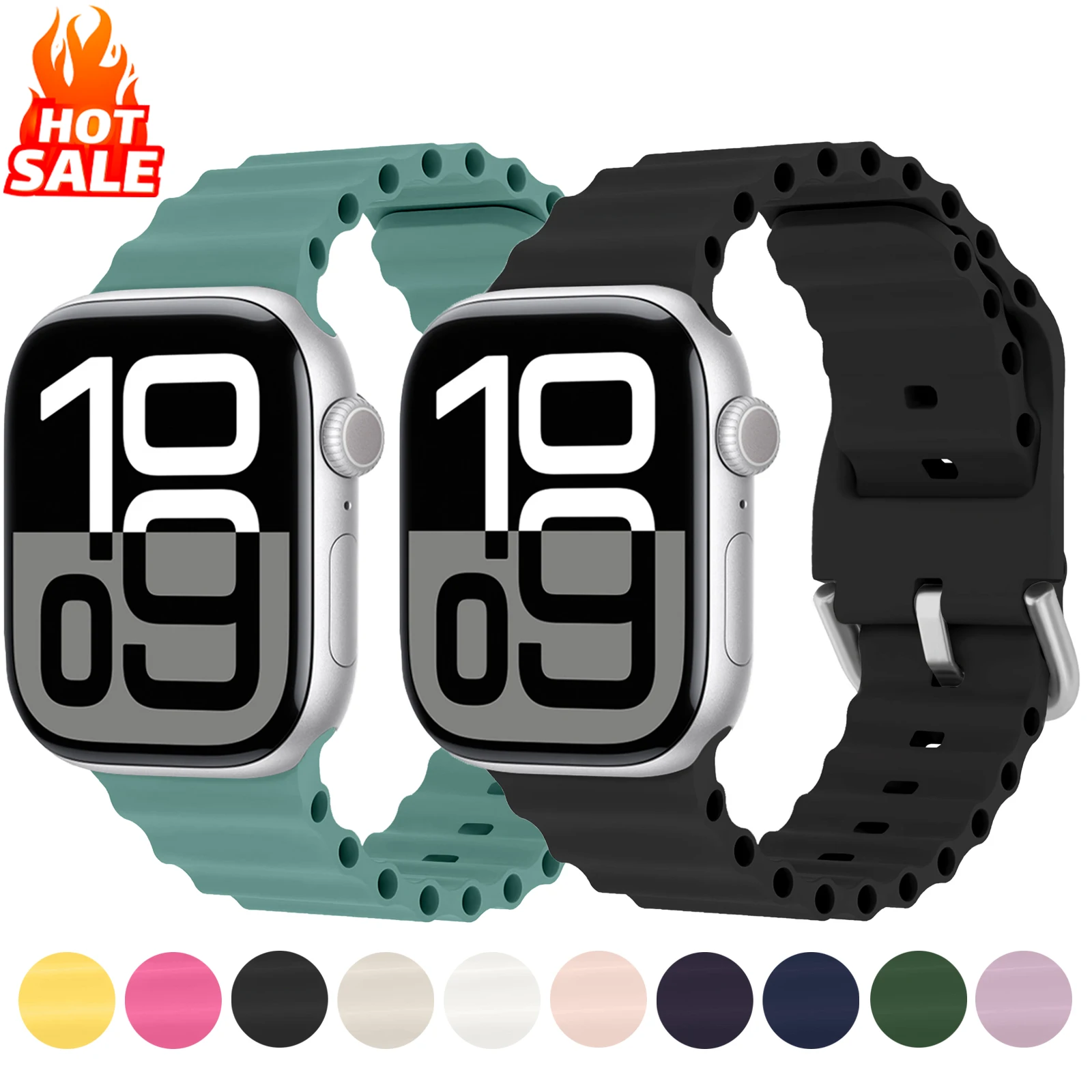 حزام سيليكون لساعة أبل 44 مللي متر 46 مللي متر 45 مللي متر 42 مللي متر 40 مللي متر 41 مللي متر 38 مللي متر Correa سوار iWatch Series 10 SE 9 8 7 6 Ultra 2 49 مللي متر