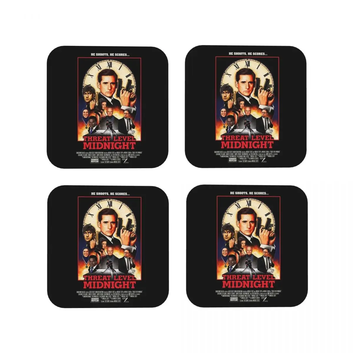 Threat Level Midnigh Coasters Kitchen Placemats Non-slip Insulation Cup Coffee Mats For Decor Home Tableware Pads Set of 4