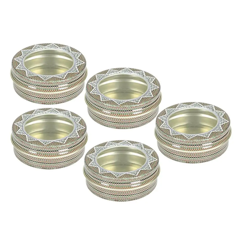 5pcs Aluminum Jar Containers Metal Empty Tins with Clear Window for Lip Balm