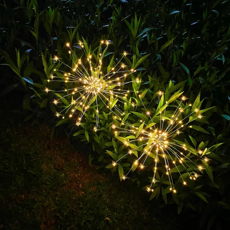 Solar Fireworks Light Outdoor Garden Lights DIY Home Decoration Waterproof Grass Globe Dandelion Lamp for Lawn Landscape Garden