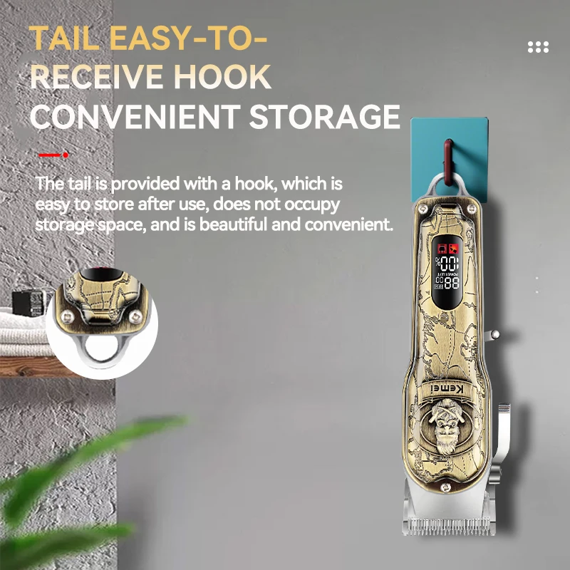 KEMEI Metal Beard Cutter Haircut Machine Usb Charging All Metal Body Hair Clipper Trimmer Barber KM-2380