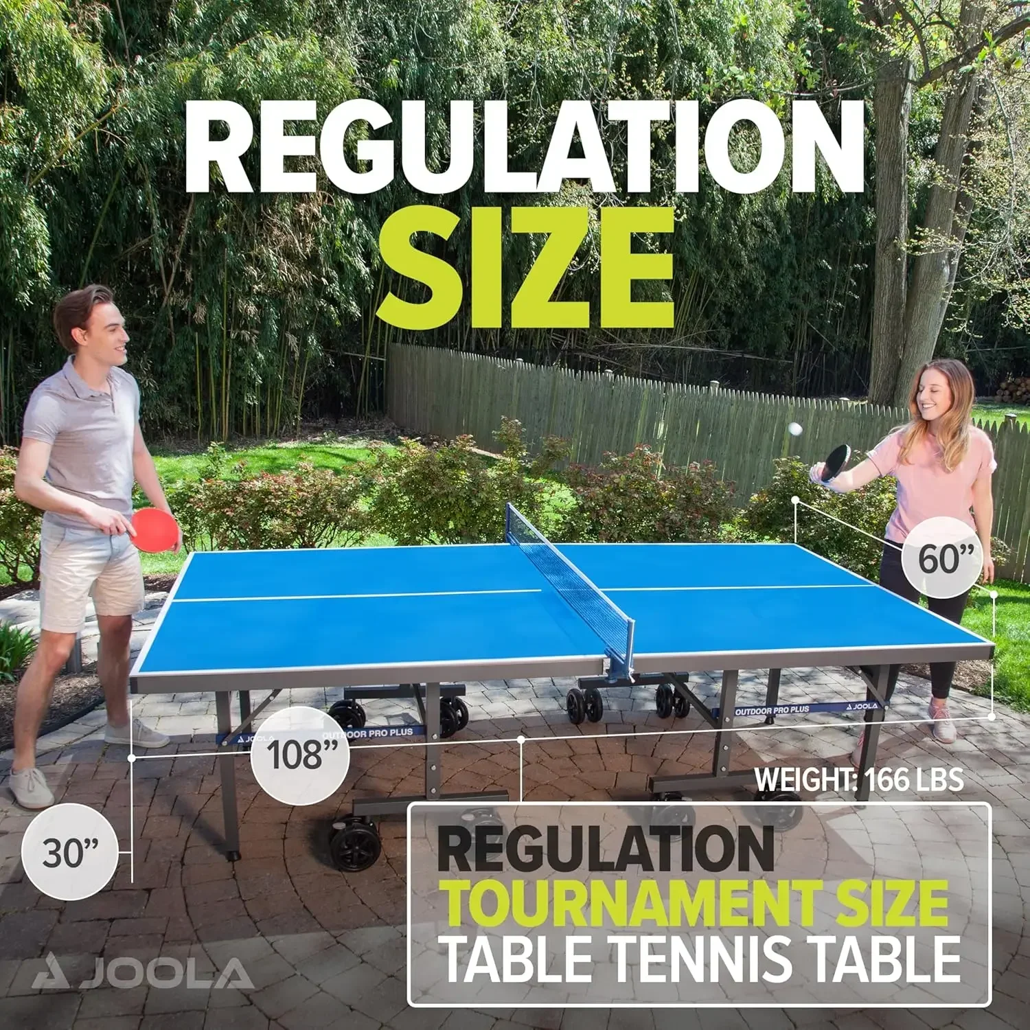 Outdoor Table Tennis Table with Waterproof Net Set - Quick Assembly - All Weather Aluminum Composite Outdoor Ping Pong