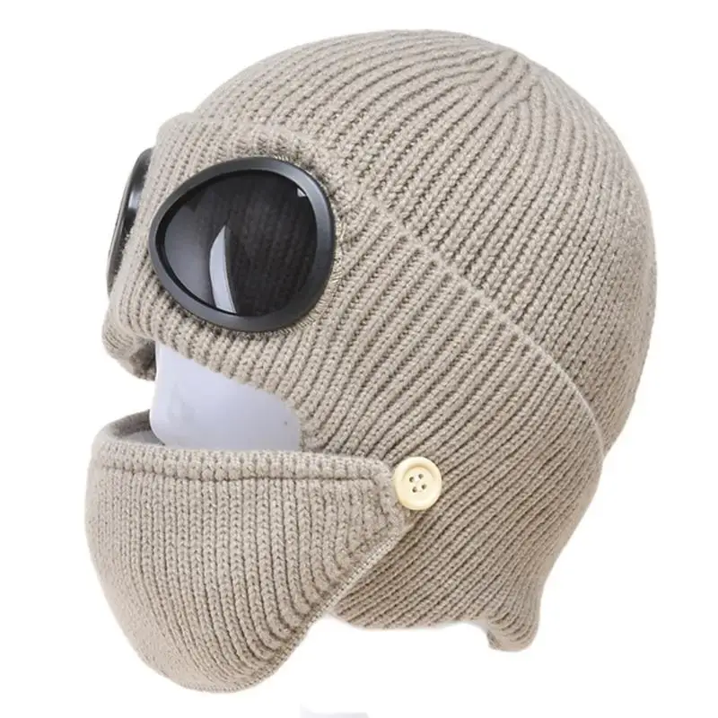 

31BB унисекс 2 в 1, вязаная шапка-бини в рубчик, комплект масок для рта, зимняя теплая ветрозащитная шапка-ушанка с манжетами и