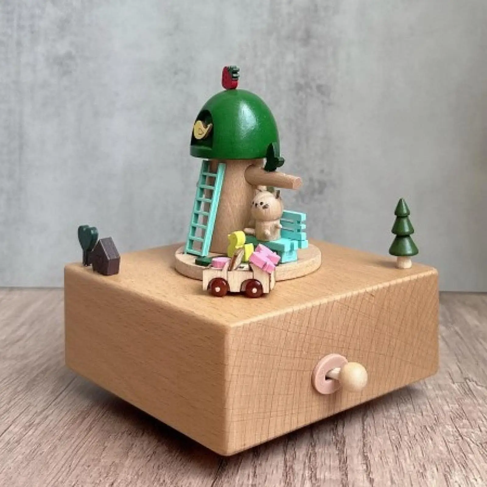 

Wooden Music Box Ornament Toy Wood Musical Box for Anniversary Birthday Gift