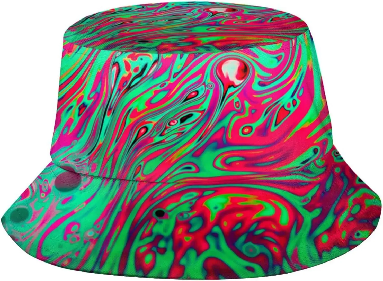 Colorful Psychedelic Trippy Bucket Hat for Women Men Casual Sun Wide Brim Cap Packable Outdoor Fisherman Hat