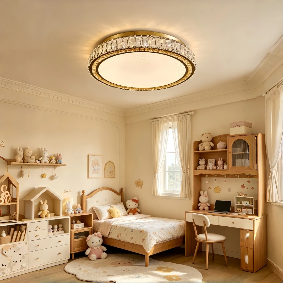 

Modern Glam Round Flush Mount Ceiling Light for Living Room Bedroom Hallway Cafe Restaurant and Luxurious Home Decor