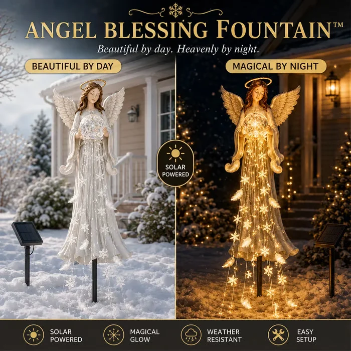 Solar Angel Garden Stake Light Christmas Cascading Snowflake LED Fairy Light for Yard Lawn Patio Holiday Decoration