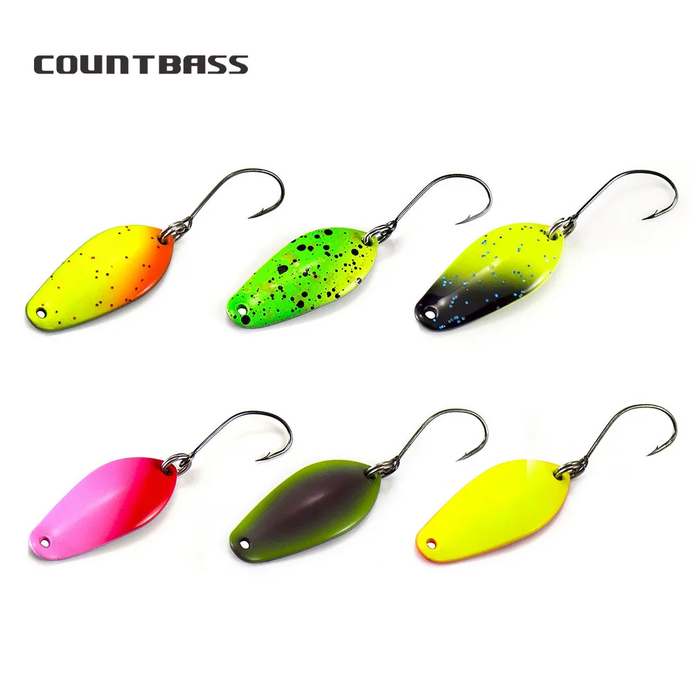 Countbass 6PCS Casting Spoon With Korean Single Hook, Size 30x13.5mm, 3g  7/64oz Salmon Trout Bass Fishing Lures