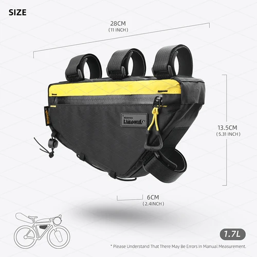 Imagen 2 del producto Rhinowalk-bolsa para cuadro frontal de bicicleta, bolsa triangular a prueba de salpicaduras, Bikepacking CycliRhinowalng, bolsa de almacenamiento de viaje, accesorios para bicicleta