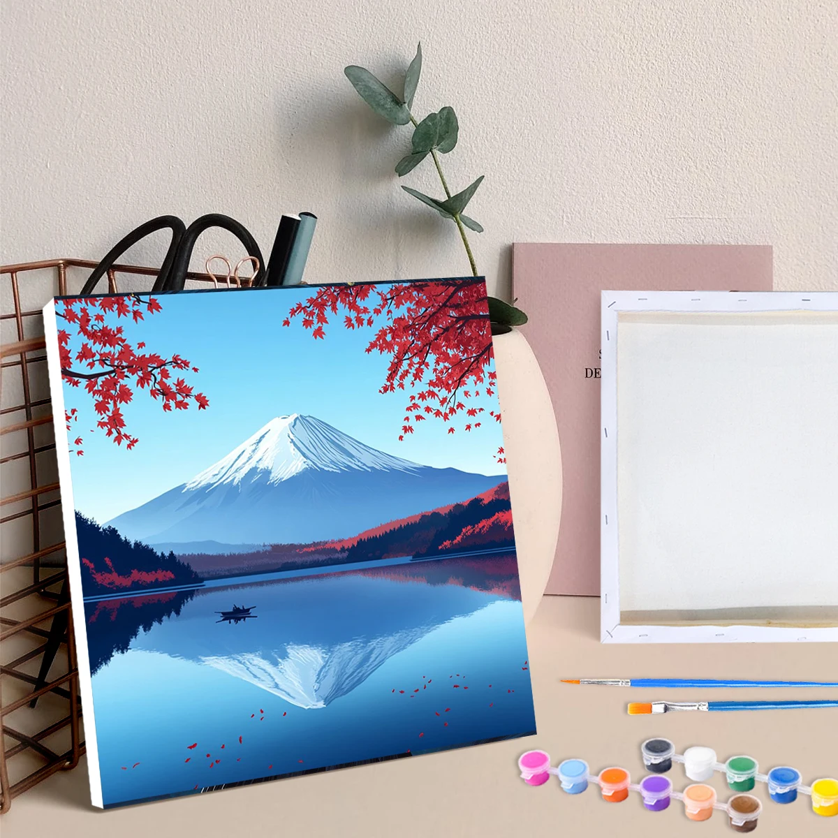 

RUOPOTY Framed Diy Paint By Numbers Kit For Beginner Mountain Landscape Picture By Number Kits Color By Number For Home Decors