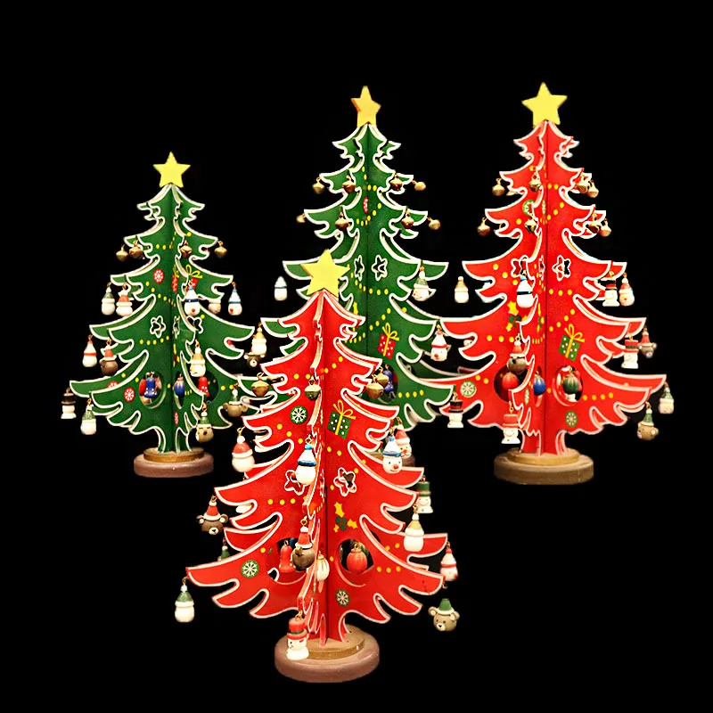 

Wooden Christmas Tree Desktop Ornament Mini Christmas Tree Window Display Crafts Home Decor Children Gift Navidad 2025