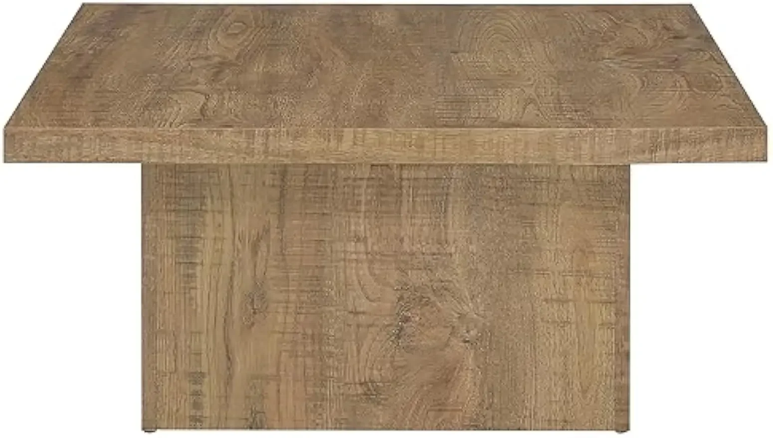 Zetta Square Cocktail Living Room Coffee Table Engineered Eco-Friendly Wood Look Laminate Veneer Rustic Farmhouse Mango Brown