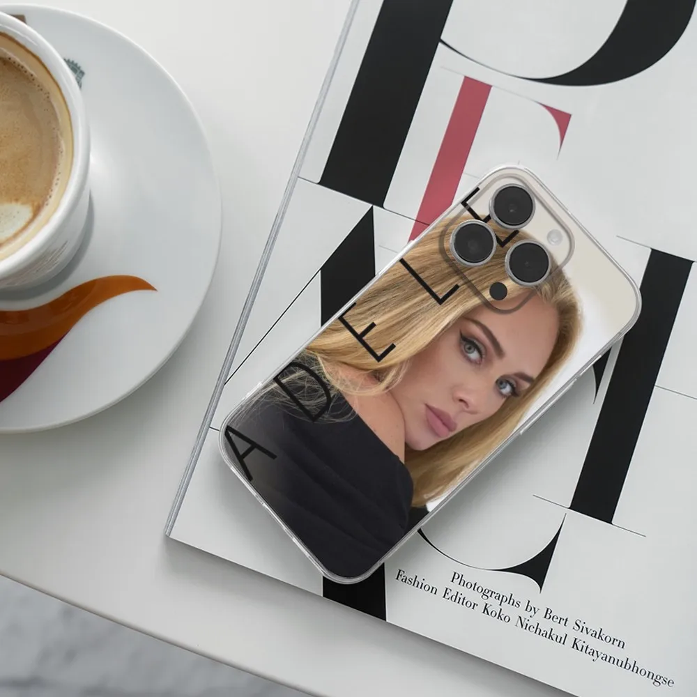 Capa de telefone cantor a-adele para iphone 16,15,14,13,12,11 plus, pro, max, zr,xs, x,7,8 plus, se, mini concha macia de silicone transparente