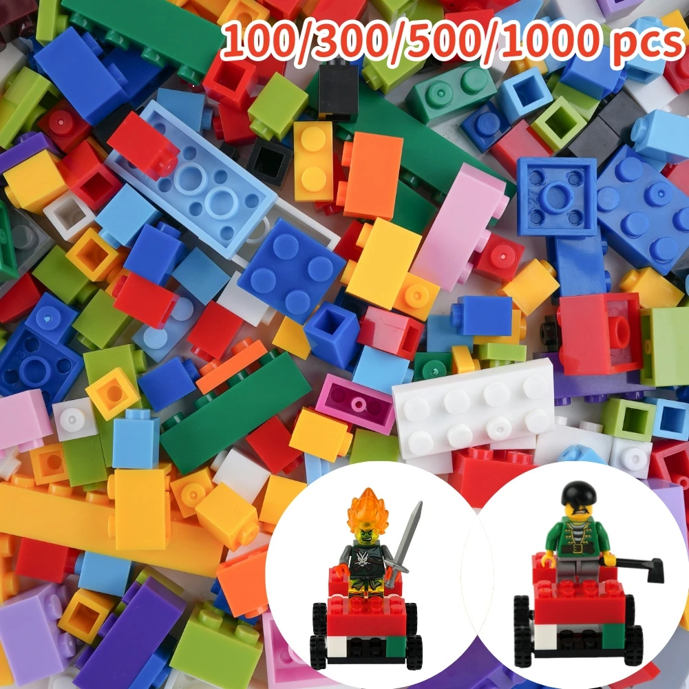 

100/300/500/1000PCS DIY Building Block Bulk Lot With Free Dolls Bricks Small Particles Toy Gift for Kids Compatible with Legoeds