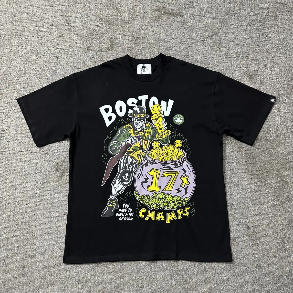 

American street style skull basketball T-shirt round neck printed loose fit short sleeve men's