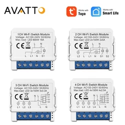 AVATTO Tuya WiFi Smart Switch Module,support 100-240V,smart life APP Remote Control,Work for Alexa Google Home