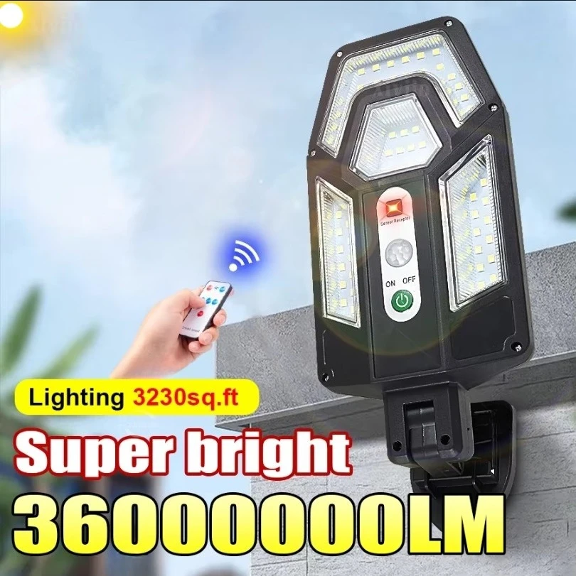 Nice Motion Sensor 55LED Solar Light 8000LM Ultra Bright Remote Control Courtyard Wall Light Outdoor Waterproof Sensing Villa