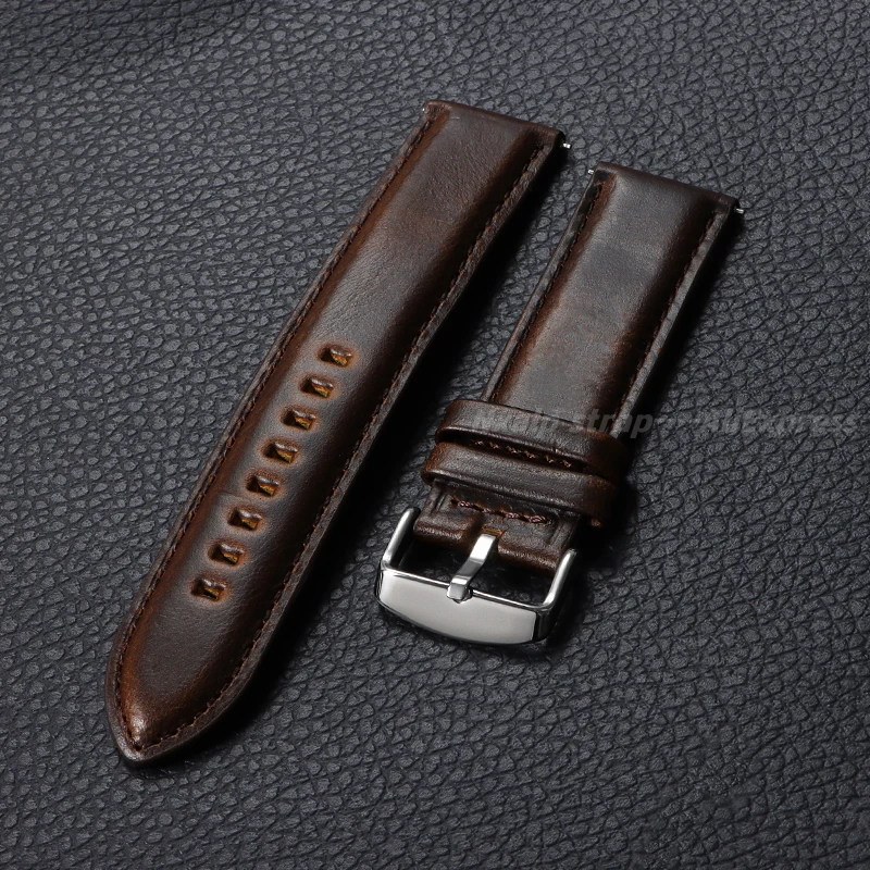 Head Layer Genuine Cowhide Watch Strap 18mm 20mm 22mm 24mm 26mm Quick Release Men's Watchband Smart Watch Bracelet Accessories